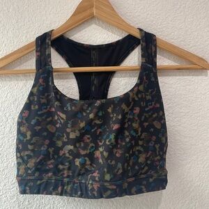 Athleta Women’s Contender Bra Rainbow Cheetah Black Print XS